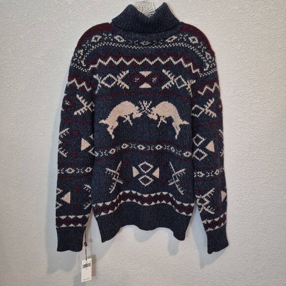 Polo by Ralph Lauren Men's Blue Fair Isle-Knit Wool Cashmere Sweater Size L - Picture 2 of 9